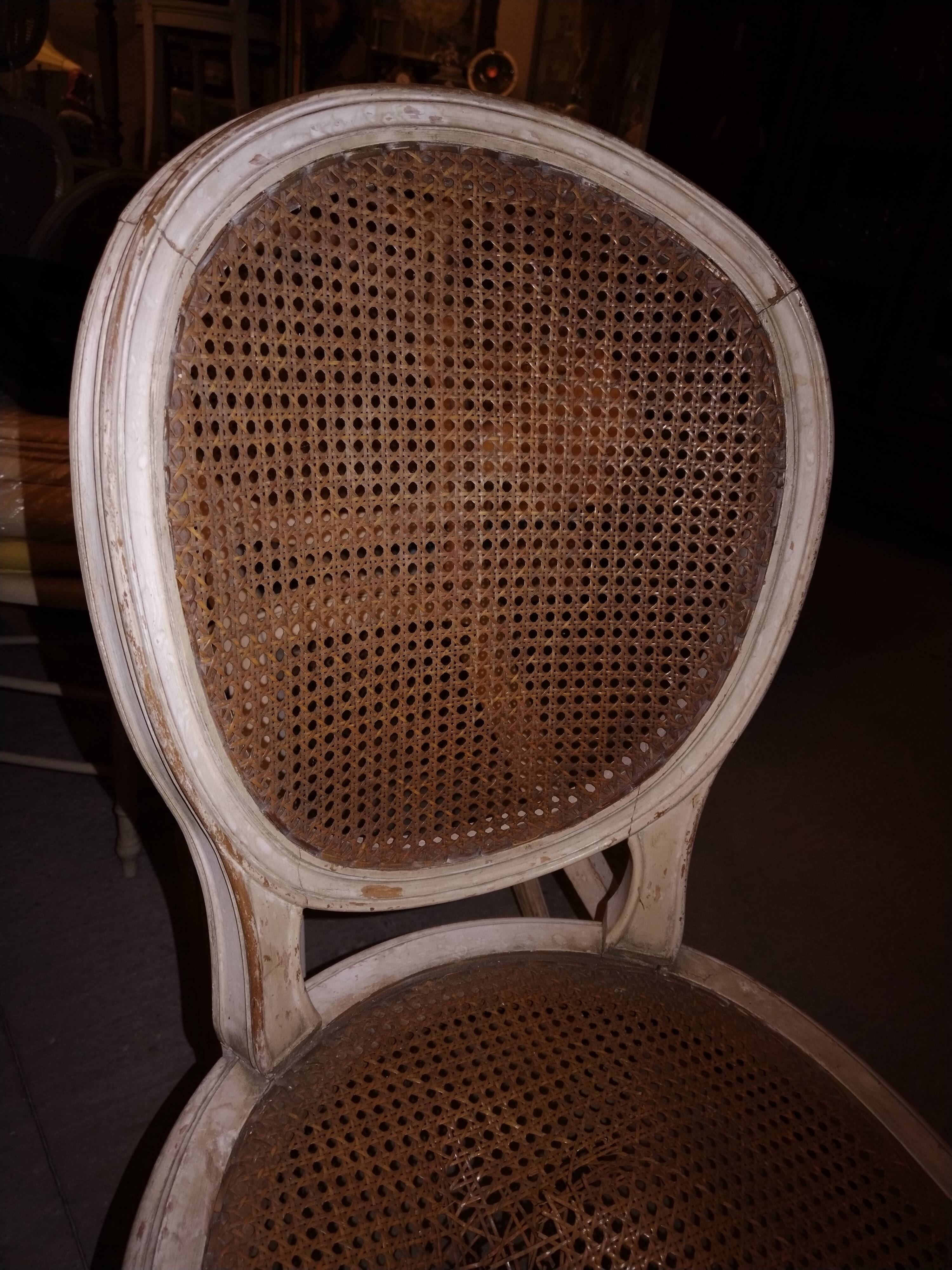 Lot Louis XV medallion chairs canned