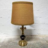 Large brass and wood lamp