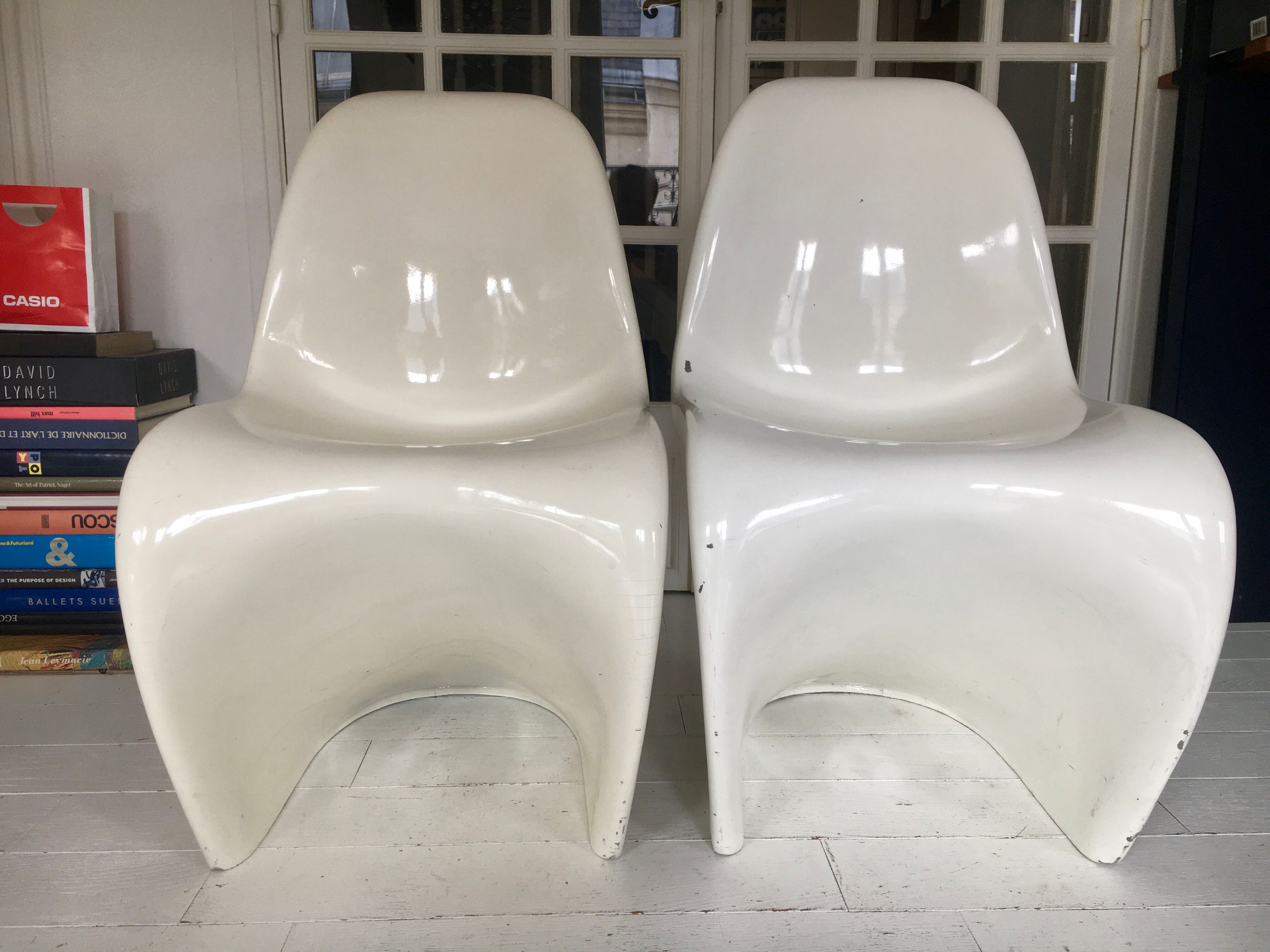 Pair of Verner Panton S chairs in fiberglass, Series 1, 1967