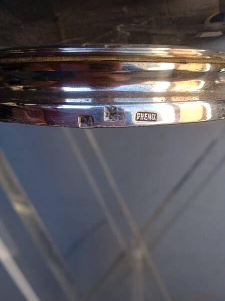 Phenix bowl on foot silver metal center table 1940