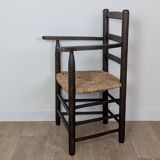 Wooden straw armchair