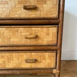 Rattan and vintage bamboo chest of drawers