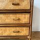 Rattan and vintage bamboo chest of drawers