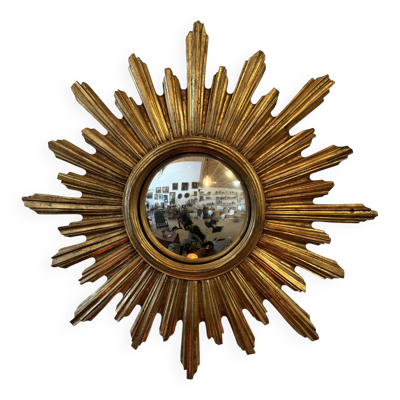 Miroir soleil vintage doré – Miroir sorcière convexe