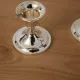 Pair of small silver candle holders with beaded borders – With Boursault box – H 7 cm