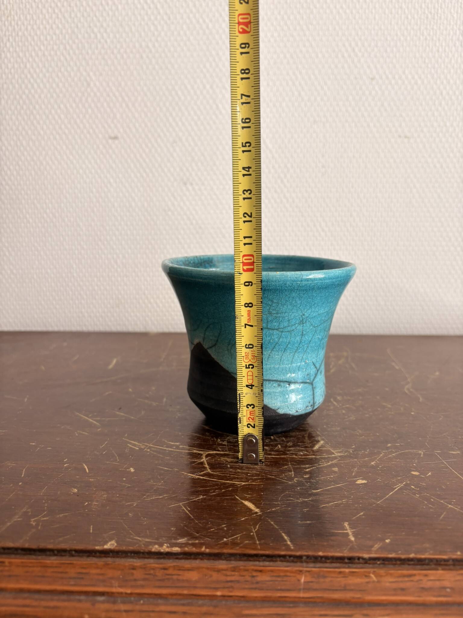 Pocket Vase Bowl Ashtray Raky Signed Pottery Craft Turquoise Z