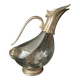 Glass decanter and silver metal duck