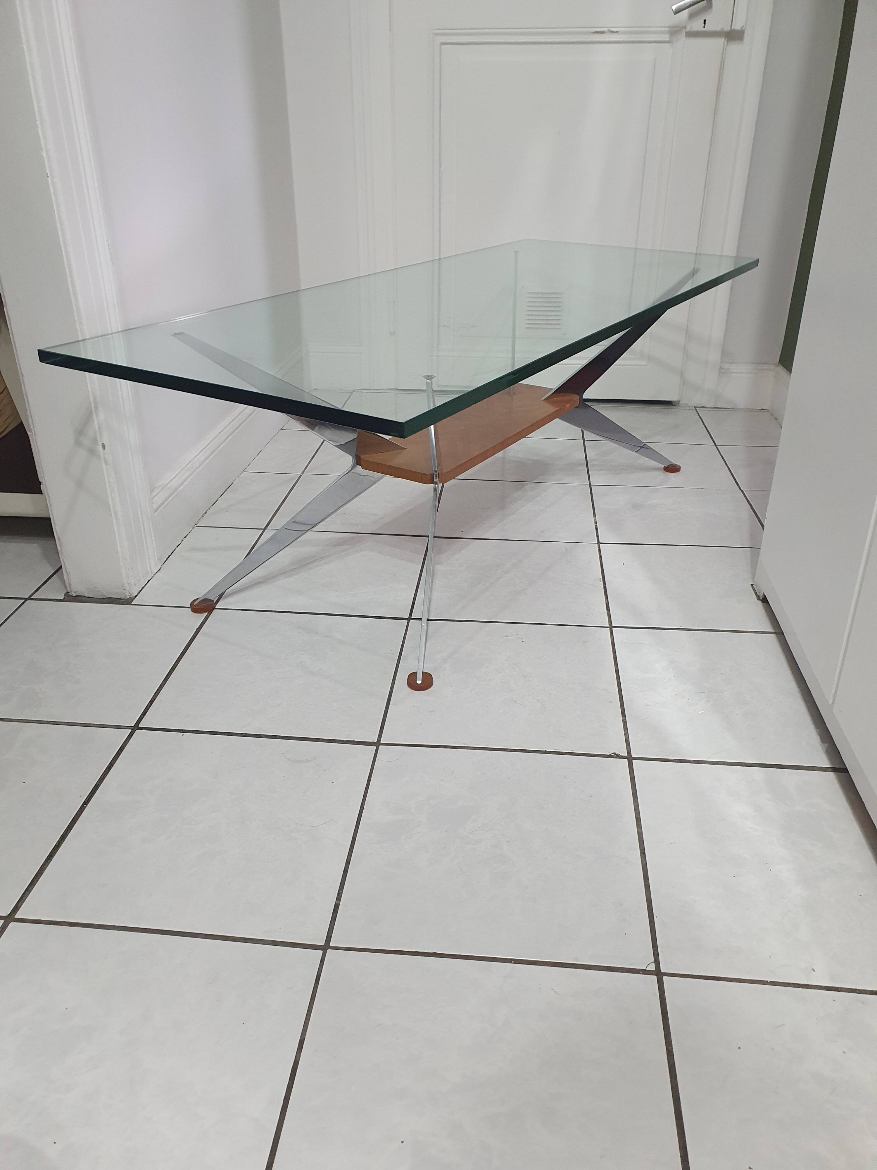 Coffee table with compass legs from the 60s