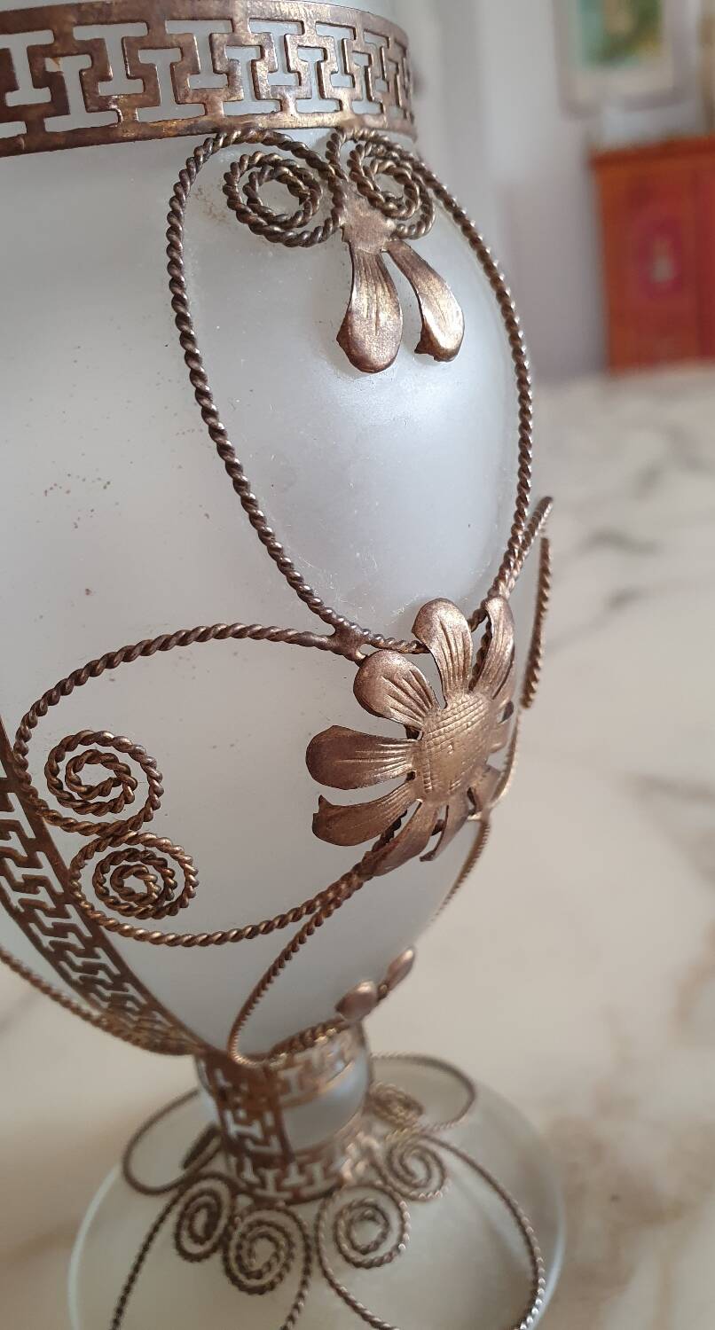 Glass and brass vase