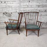 Paire de fauteuils Baumann éventail