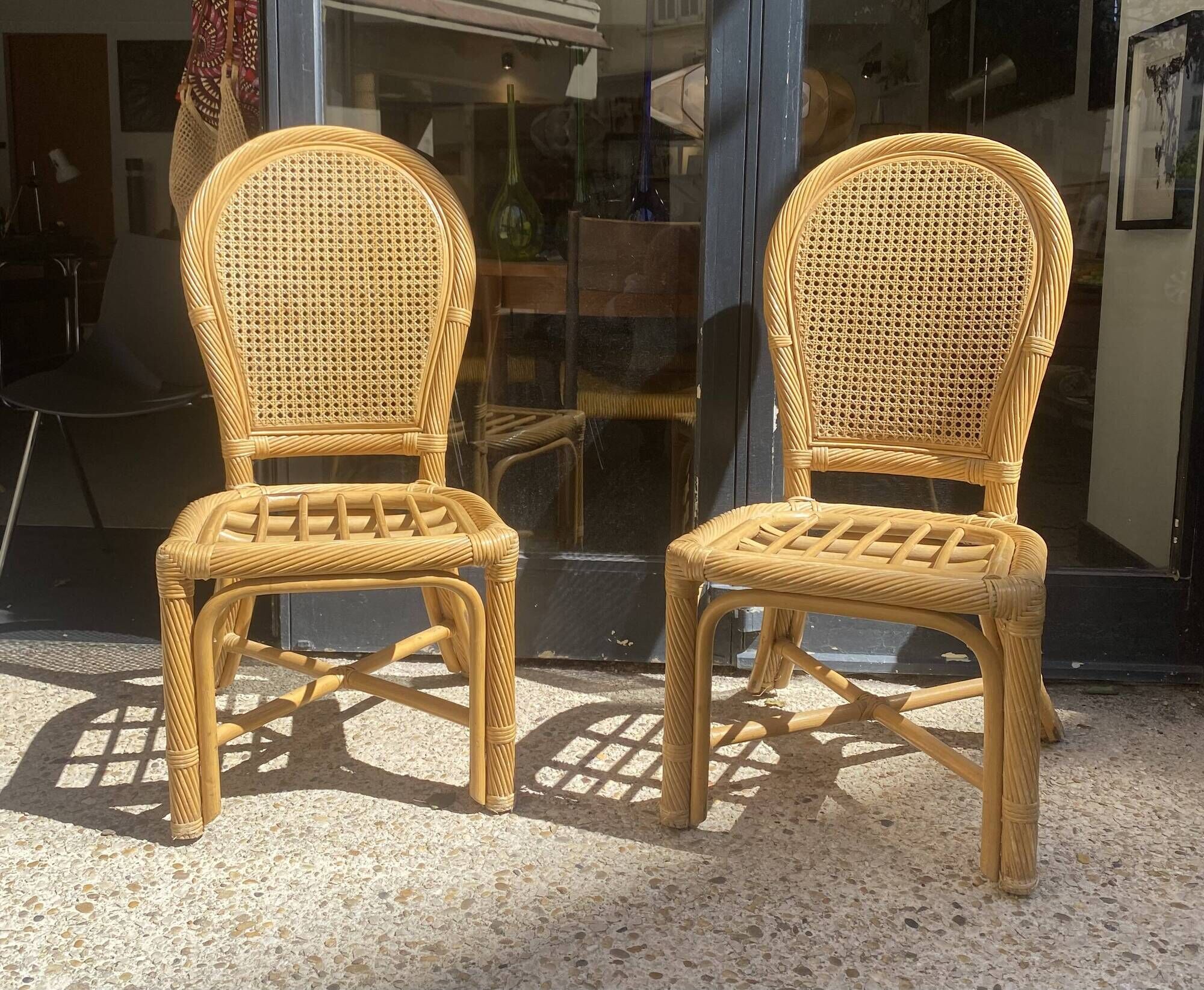 Paire de chaises en rotin