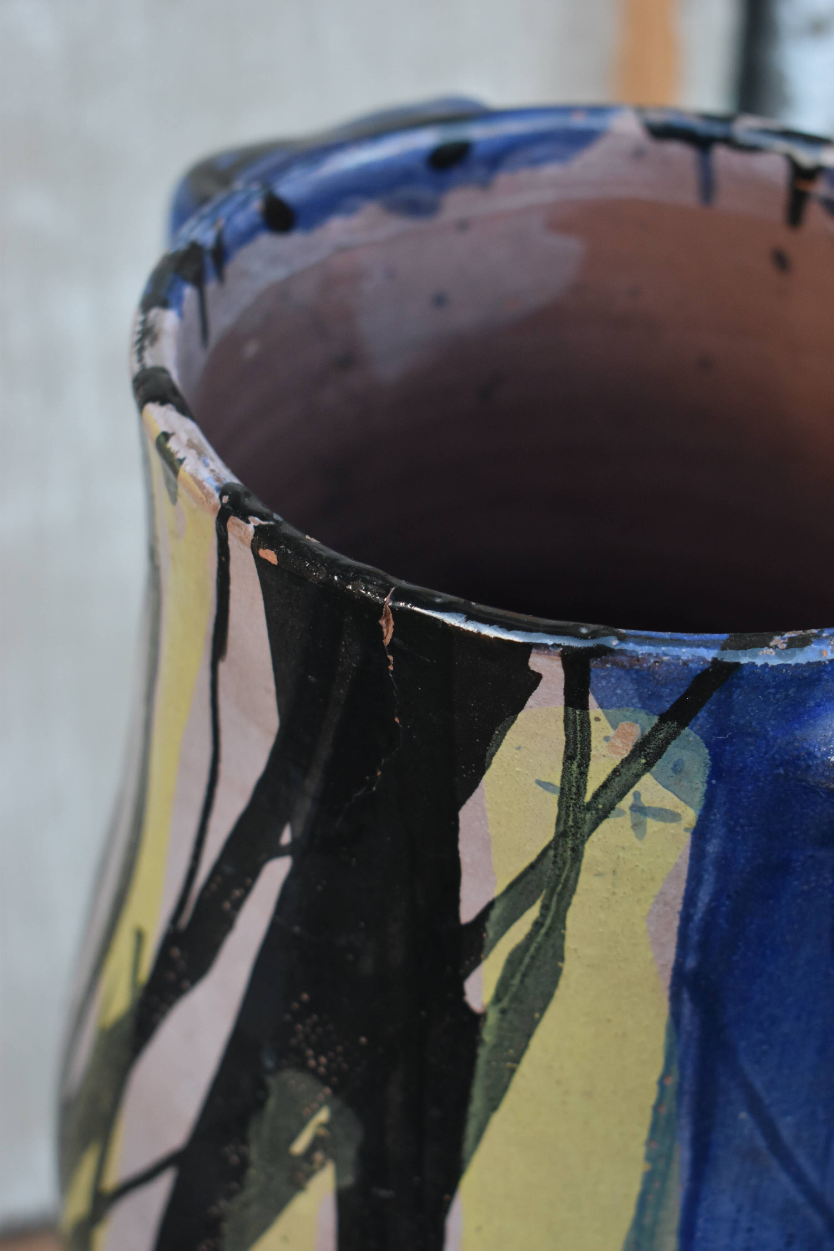 Large antique glazed terracotta jar/vase from Romania