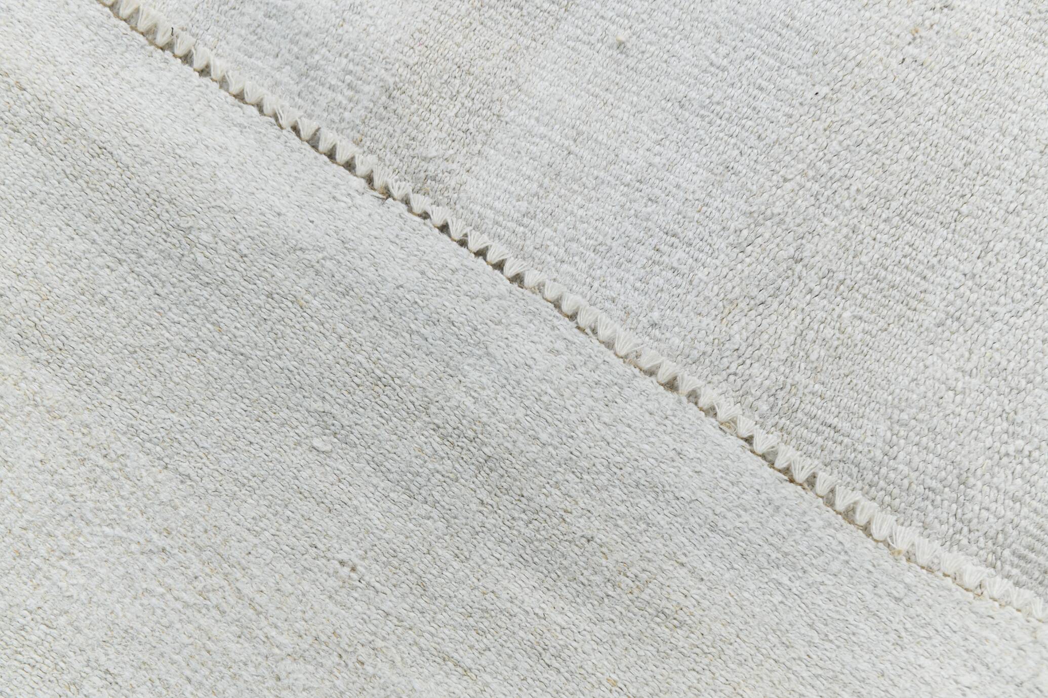 %100 Wool Beige & Black Striped Vintage Kilim Rug, 309x366 Cm