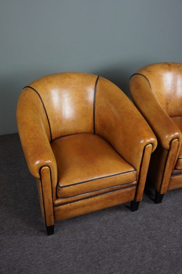 Set of 2 club chairs in sheepskin, York model
