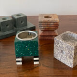 Set of 6 vintage marble and stone candlesticks
