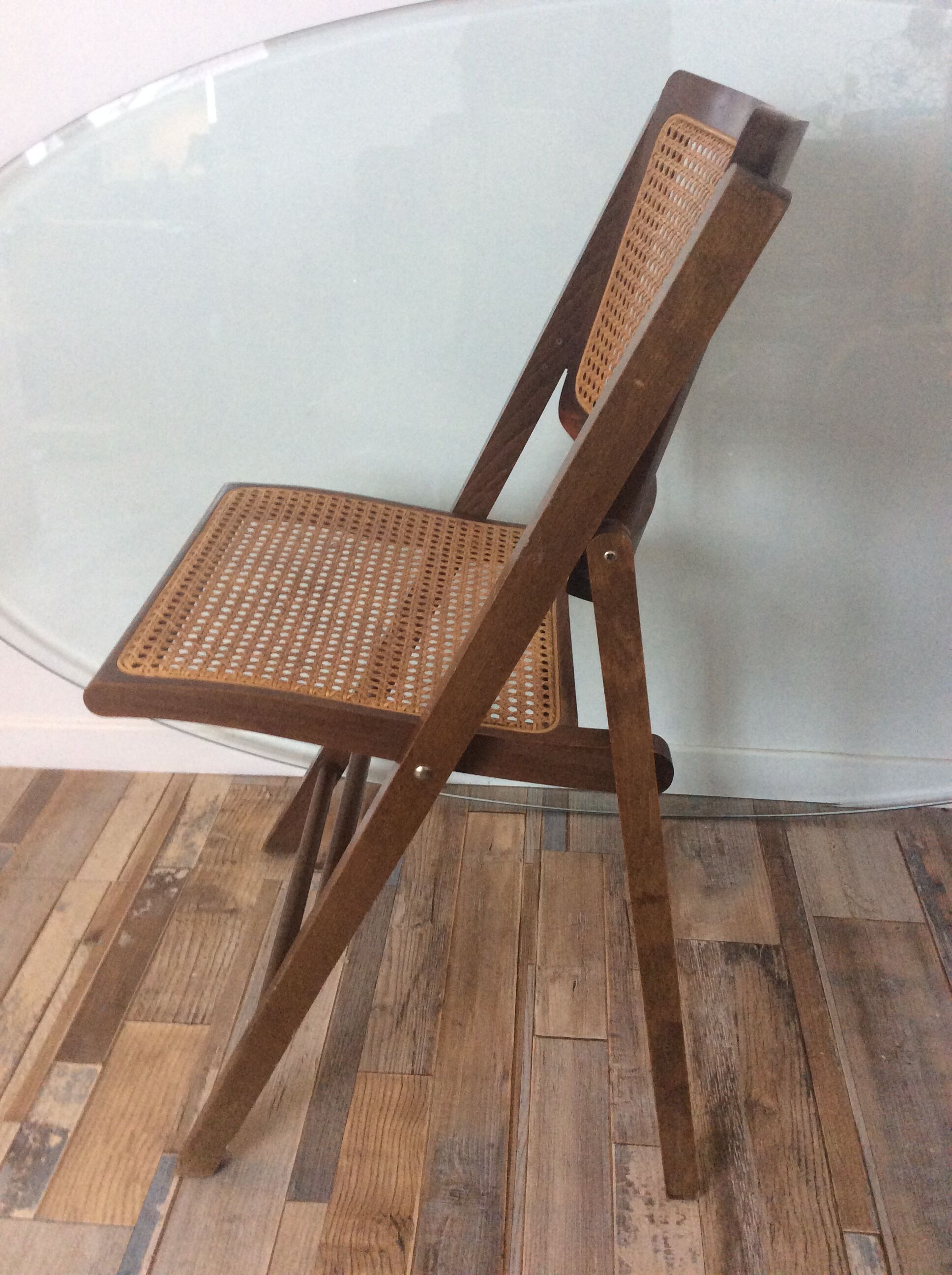 Folding chair caned from the 70s