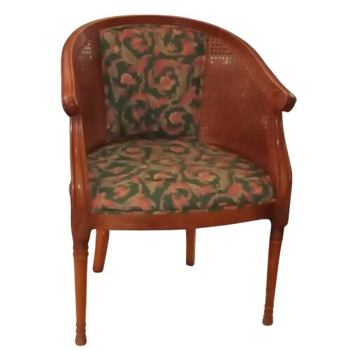 Louis XVI Style Armchair with Wooden and Fabric Backrest