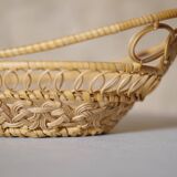 Vintage rattan woven color honey and green trash