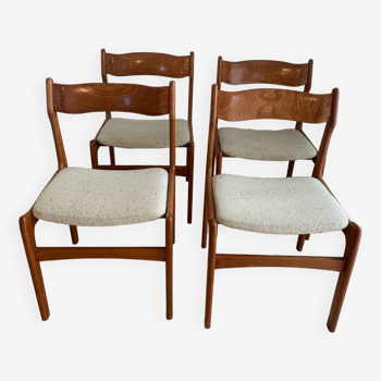 Série de 4 chaises danoises vintage en teck de Erik Buch