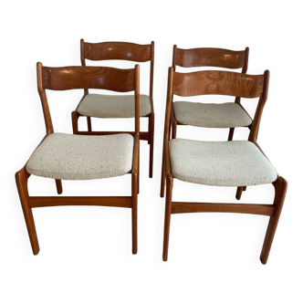 Série de 4 chaises danoises vintage en teck de Erik Buch