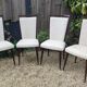 Set of 4 Vintage Mid-Century Modern Chairs with Tapered Legs and Metal Sabers -