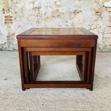Pull-out tables in teak and ceramic, scandinavian, 60s