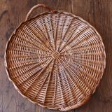 Round wicker top two handles vintage basketry