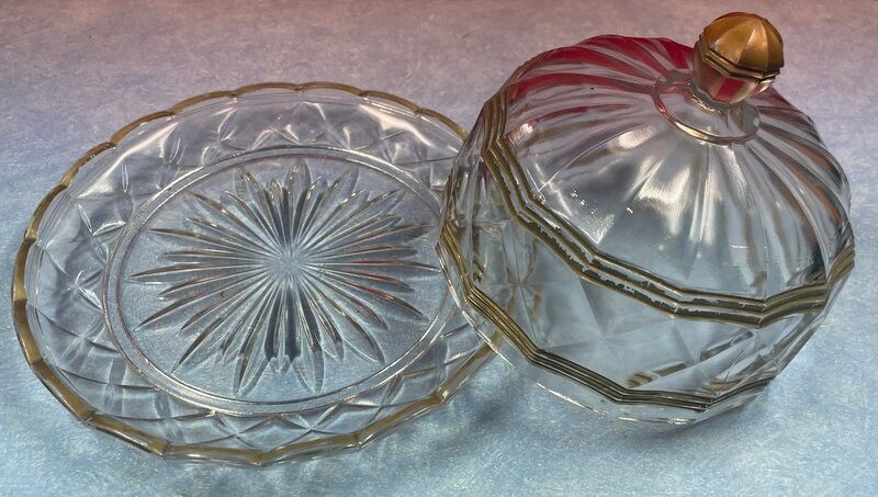 cheese bell or mignardises with old glass top