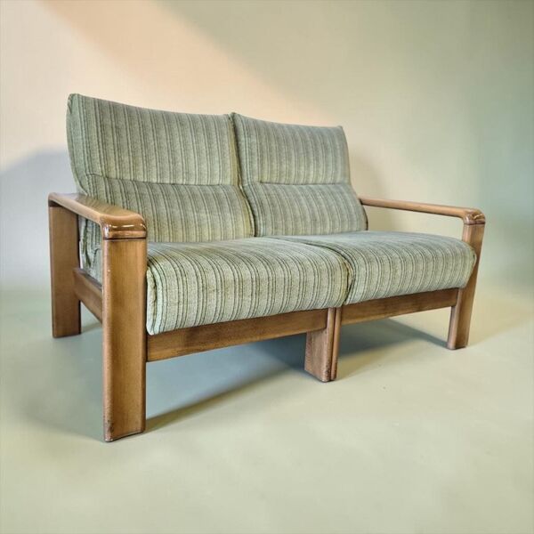 Canapé vintage doux vert deux places / canapé / fauteuil