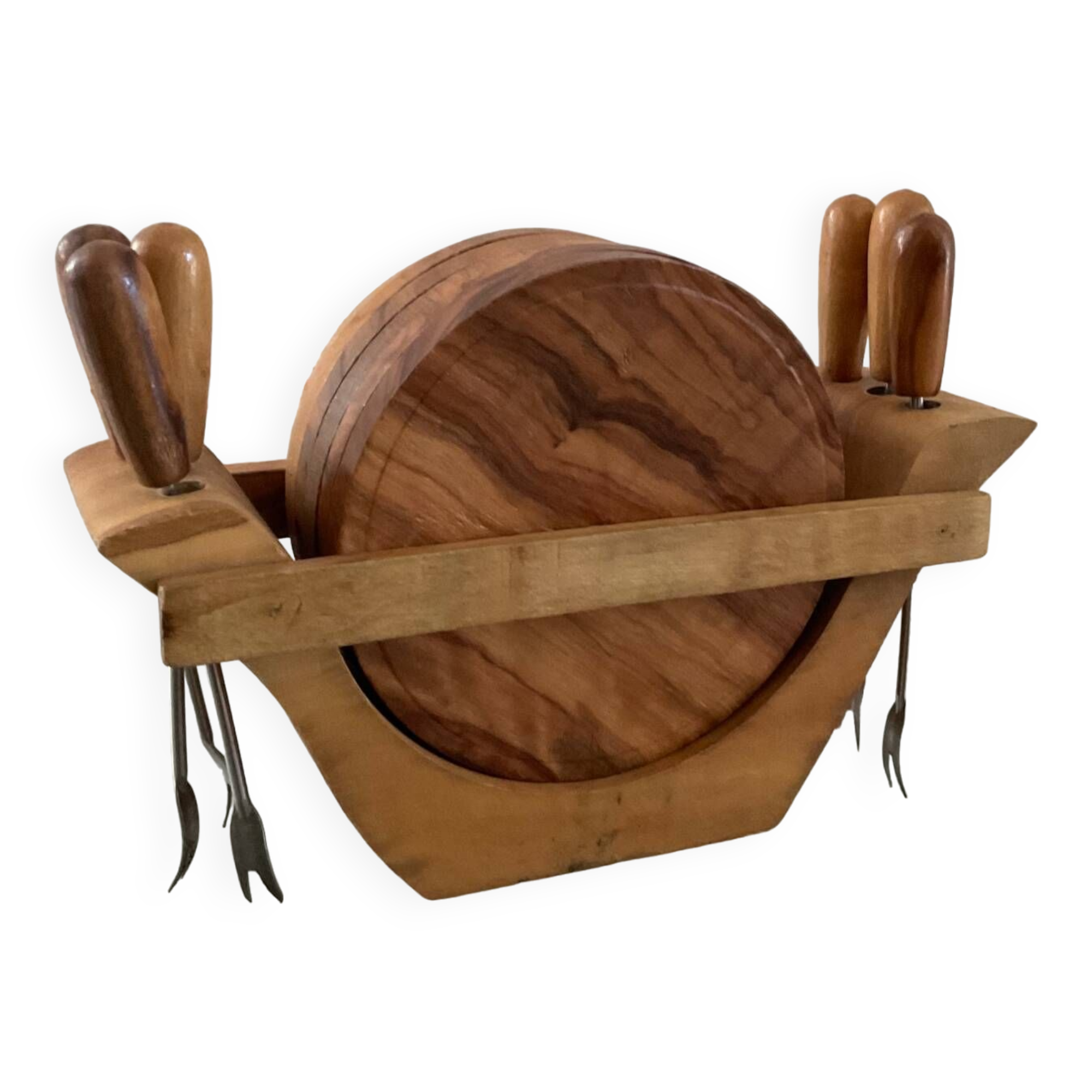 Vintage wooden coaster set