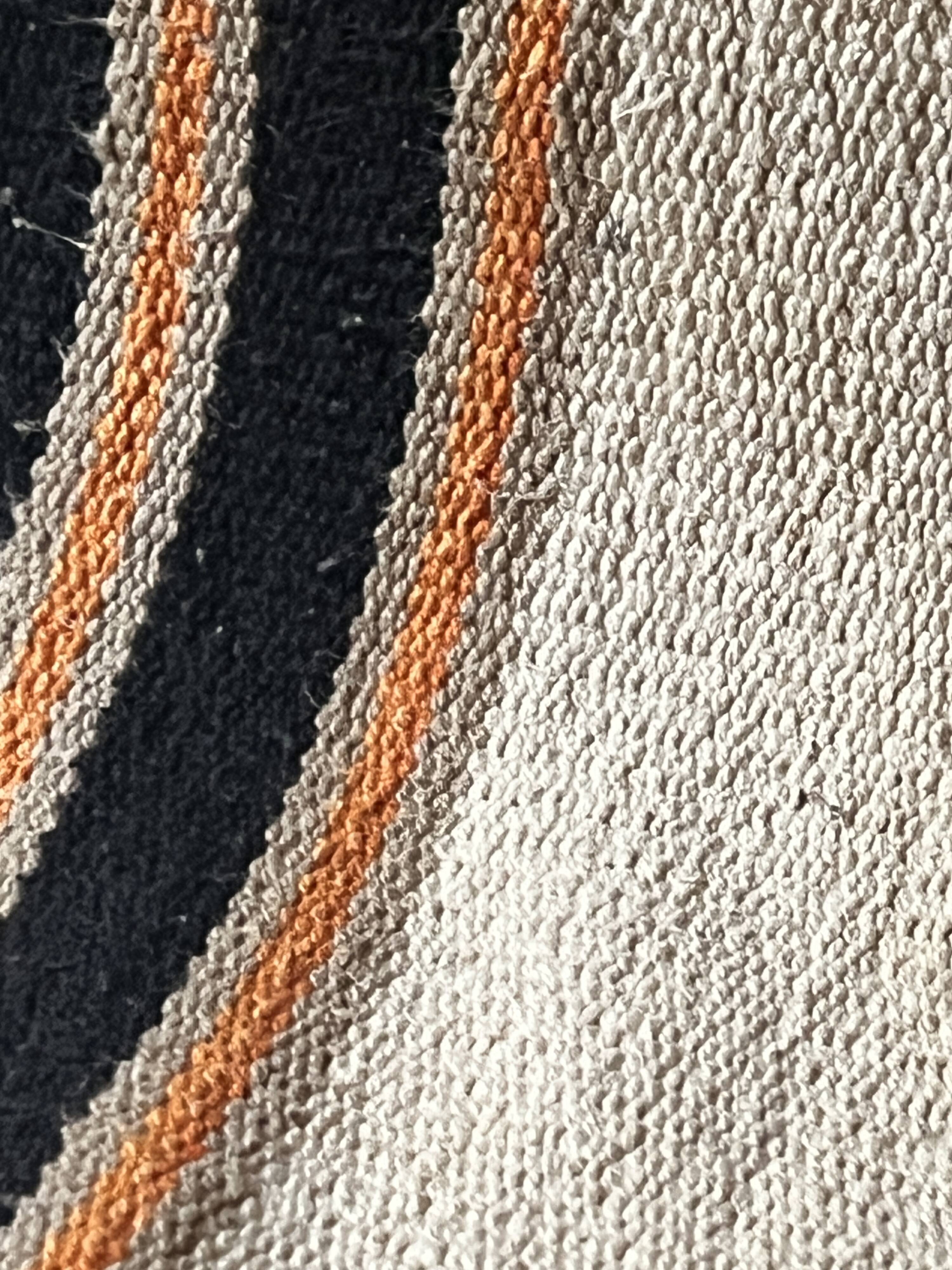 Tapis Killim 100% coton rayé beige / noir / orange