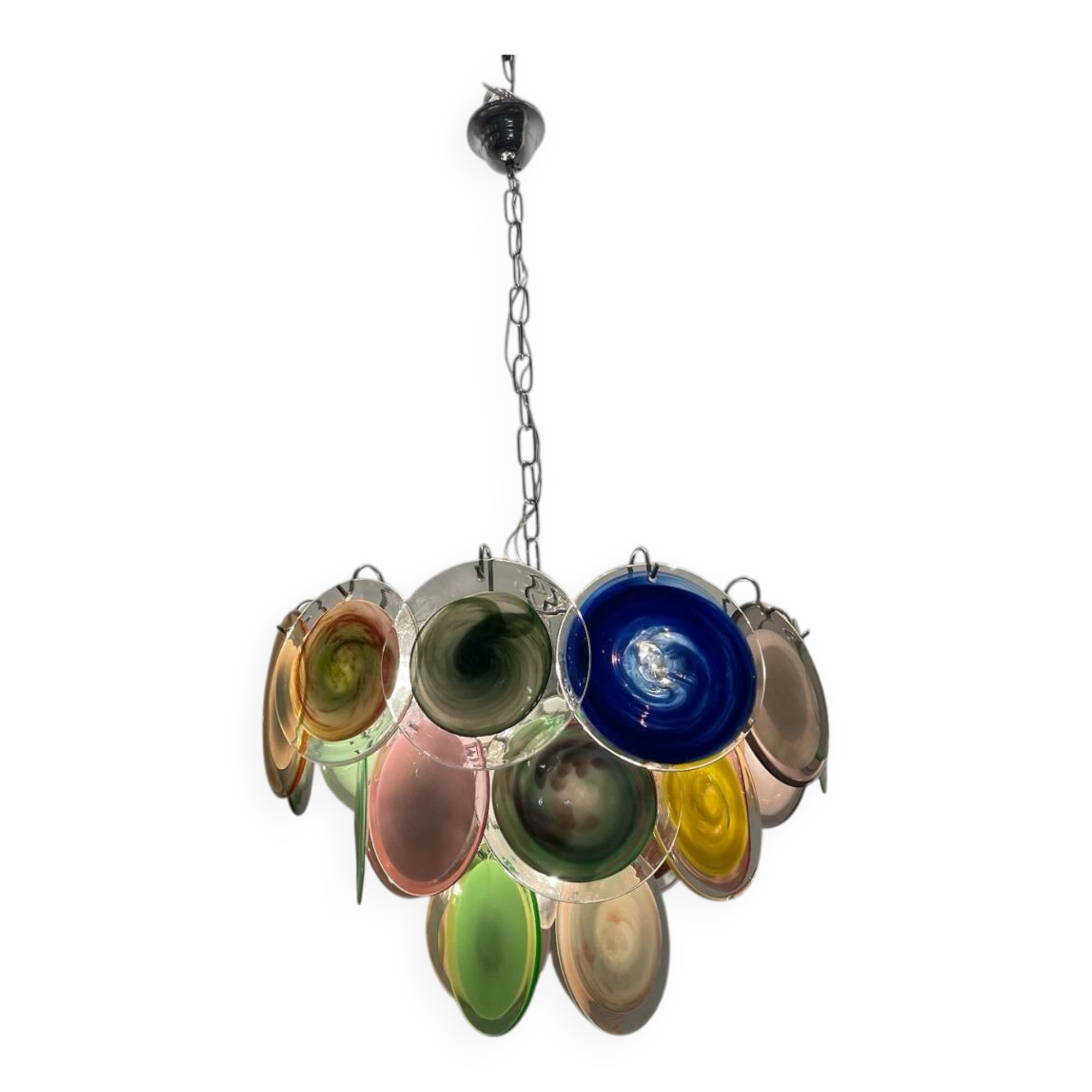 Multicolored Murano Glass Disc Chandelier, 1970s