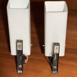 Pair of opaline and metal wall lights 1950