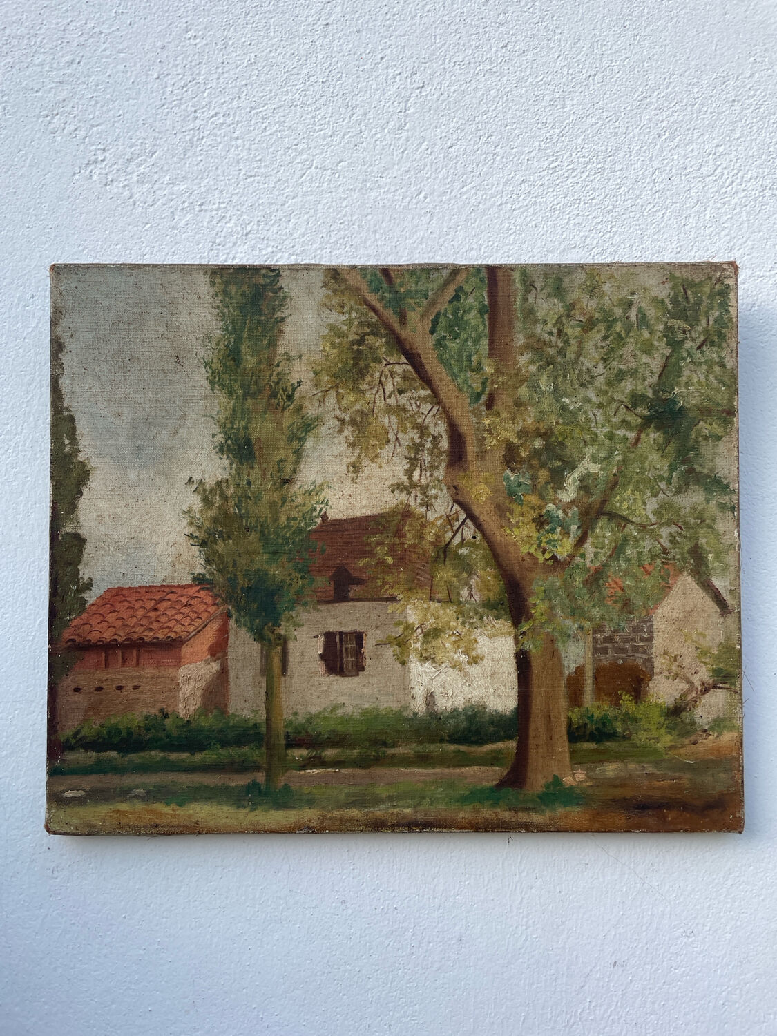 Painting of a countryside landscape in oil on canvas.