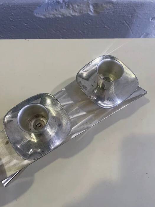 Silver-plated modernist triple candle holder 1960s