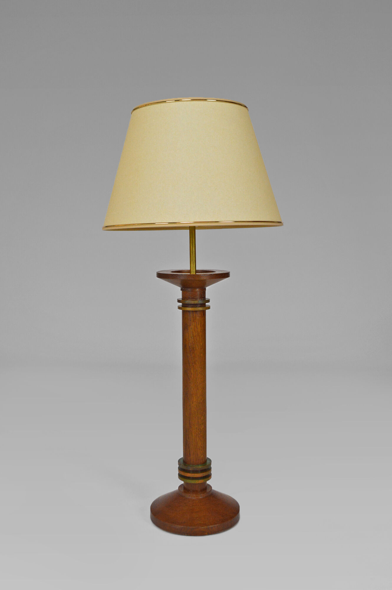 Pair of art deco lamps in wood and patinated bronze around 1930