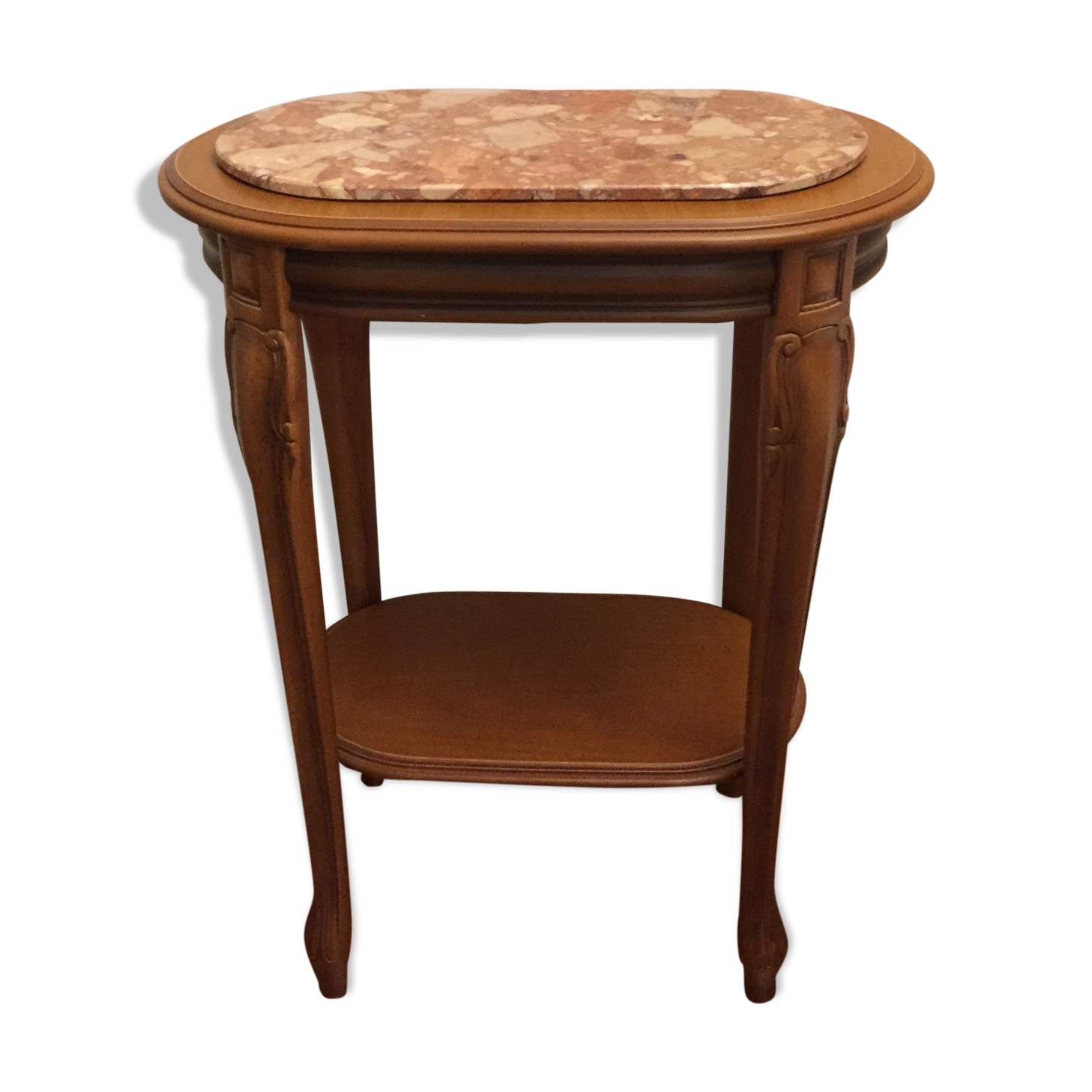 Wooden selet on marble