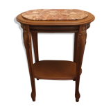 Wooden selet on marble