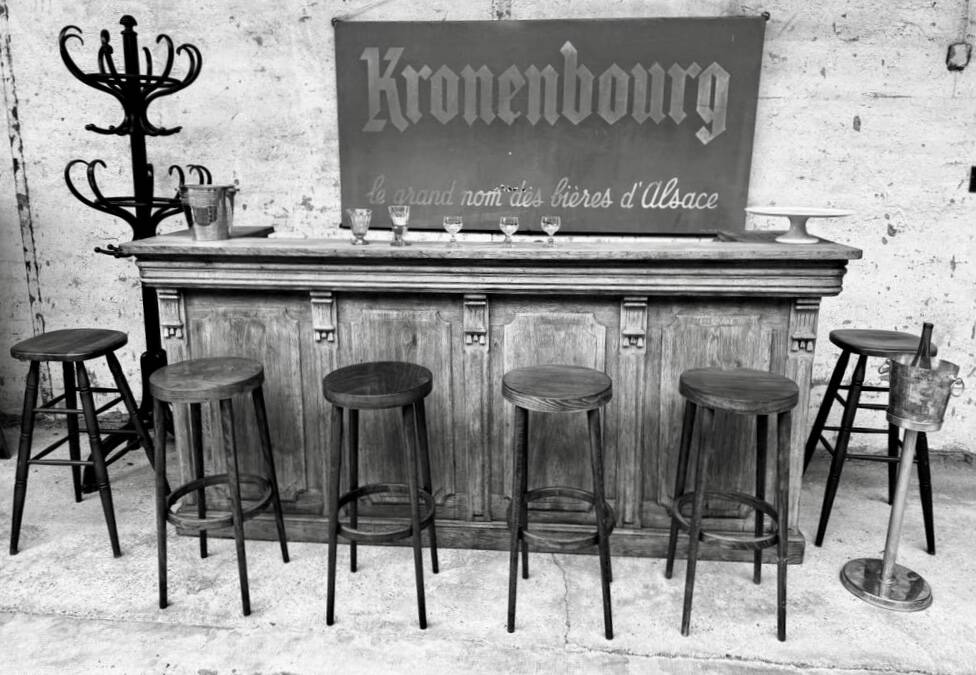Old oak restaurant bar counter from the early 20th century