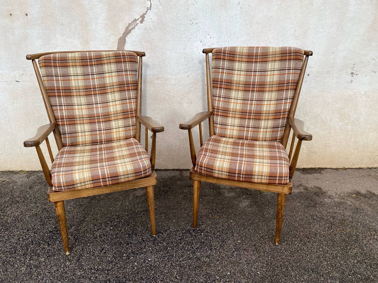 Pair of Baumann fan armchairs