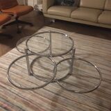 Round coffee table in glass and chrome 4 removable trays