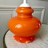Orange opaline suspension lamp 70s