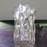 Ancien vase verre moulé transparent forme bulles décoration vintage