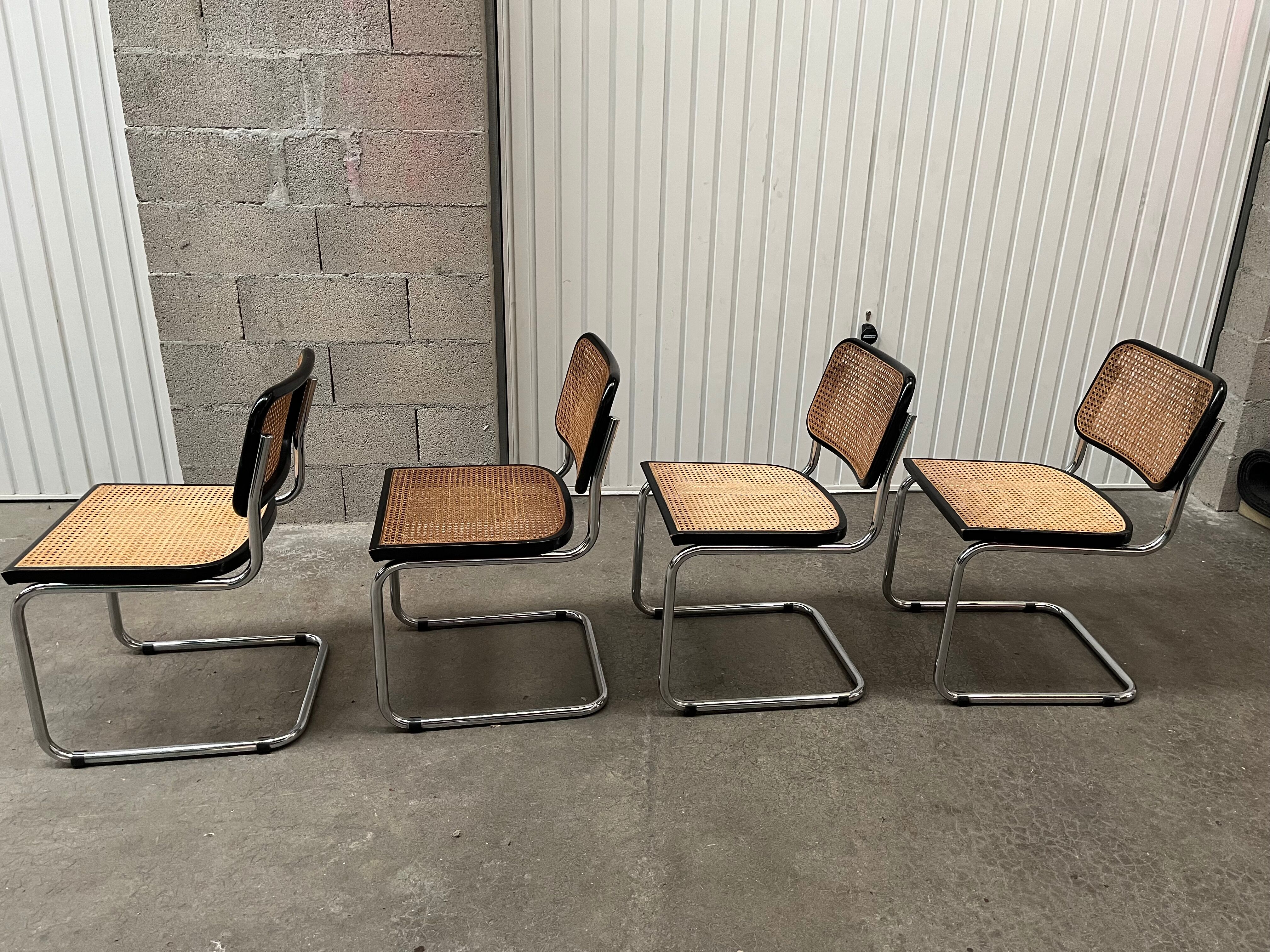 Serie of 4 Cesca B32 chairs by Marcel Breuer