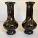 Pair of black and gold Murano vases