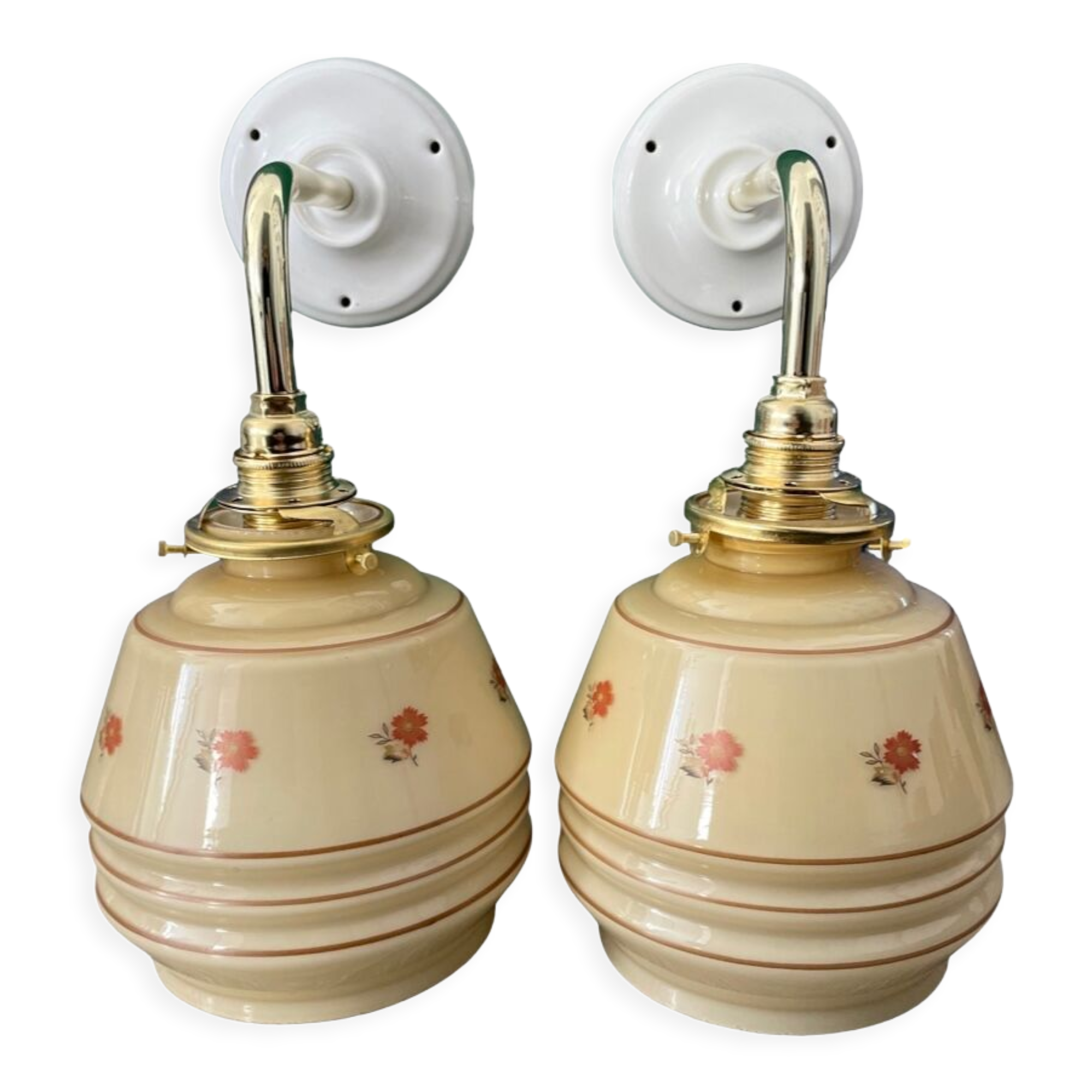 Pair of new electrified Art Deco wall lamps