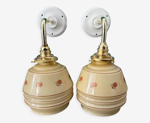 Paire d’appliques Art Déco électrifiées à neuf