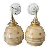 Pair of new electrified Art Deco wall lamps