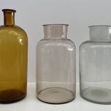 Set of 3 old blown glass vases