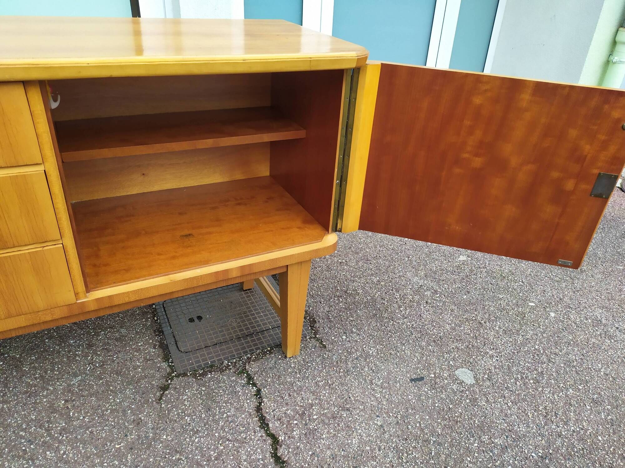 Vintage sideboard from the 50s and 60s in wood 245cm